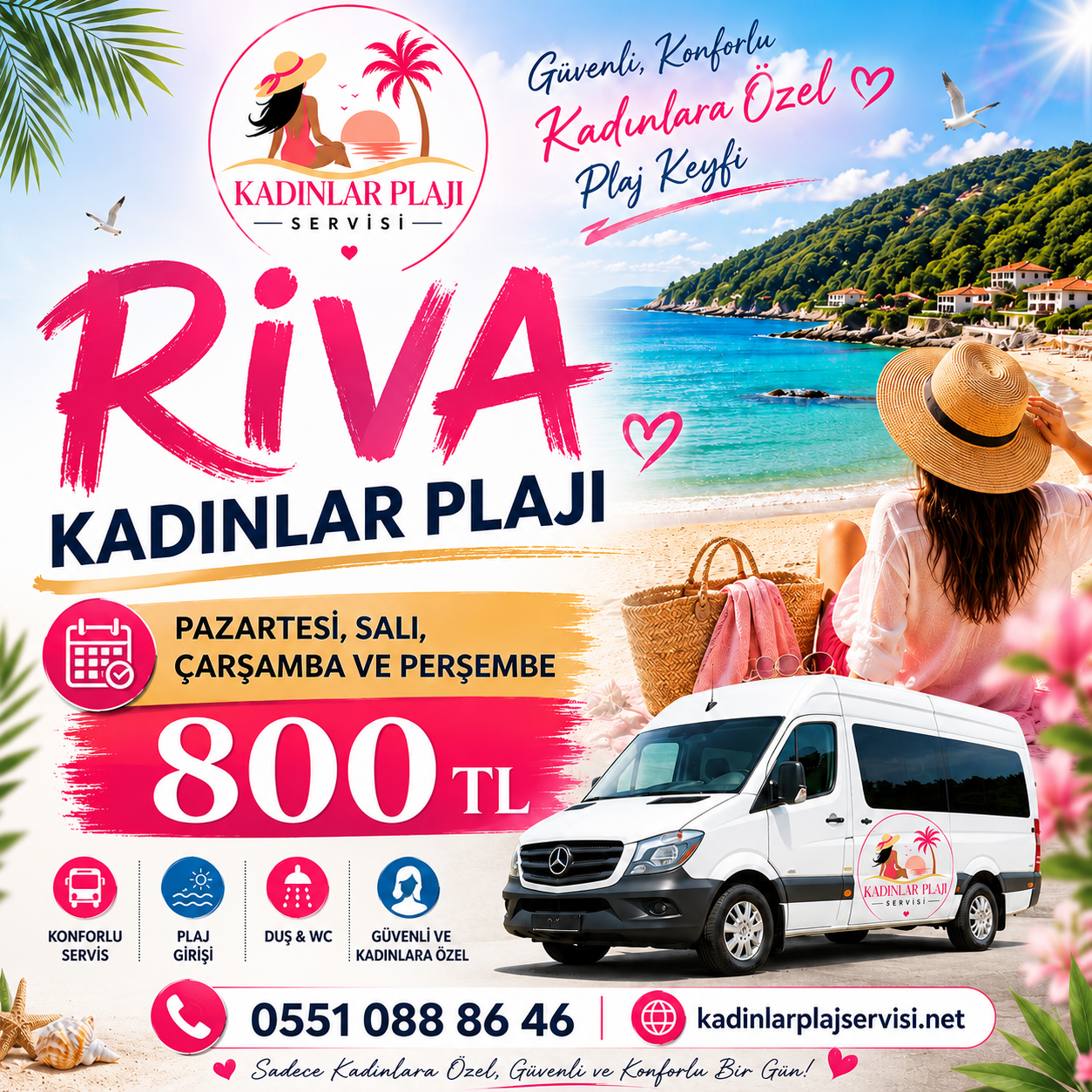 Riva Kadınlar Plajı servis afişi